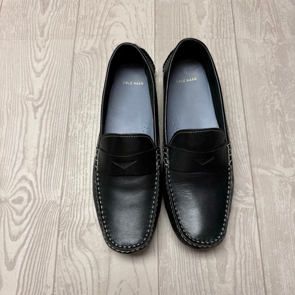 Cole Haan Womens 10B Black Leather Penny Loafers Driving Moccasins